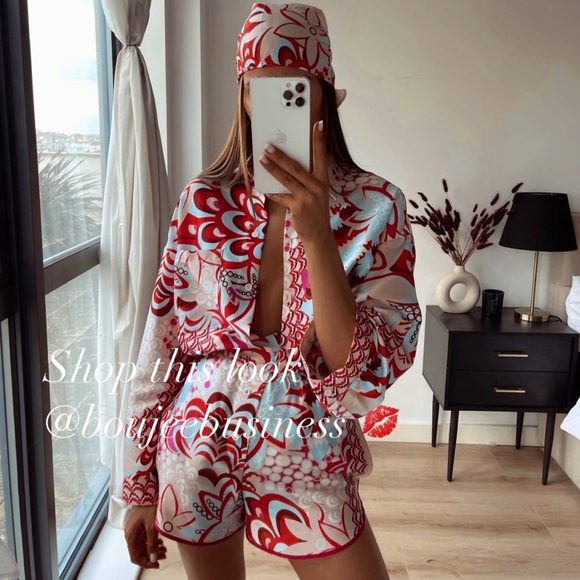 ZARA BNWT Printed Short Set with Scarf 3pc Coord Set - Picture 3 of 7